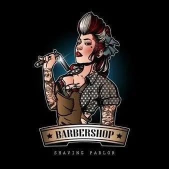 Lady barber shop logos
